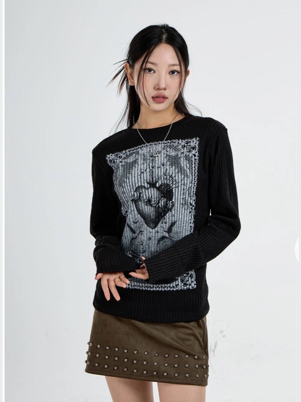 Brand New, Lewkin Round Neck Printed Knit, Size S/M